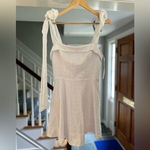 Francesca’s shoulder tie eyelet white dress